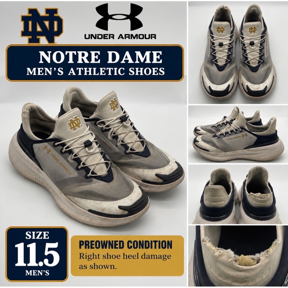 Under Armour Flow Notre Dame Running Shoes Grey Navy Mens 11.5